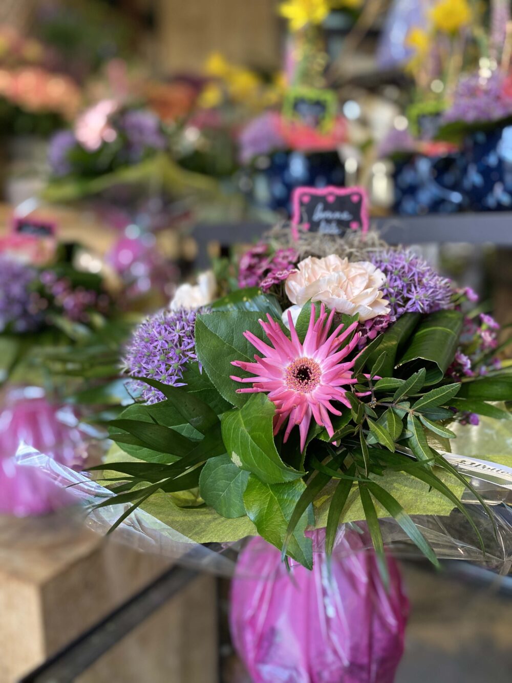 3 bouquet de fleurs violette et rose jardinerie potiez 3 bouquet de fleurs violette et rose jardinerie potiez