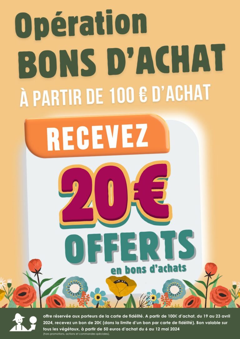 opération bons d'achat jardinerie potiez