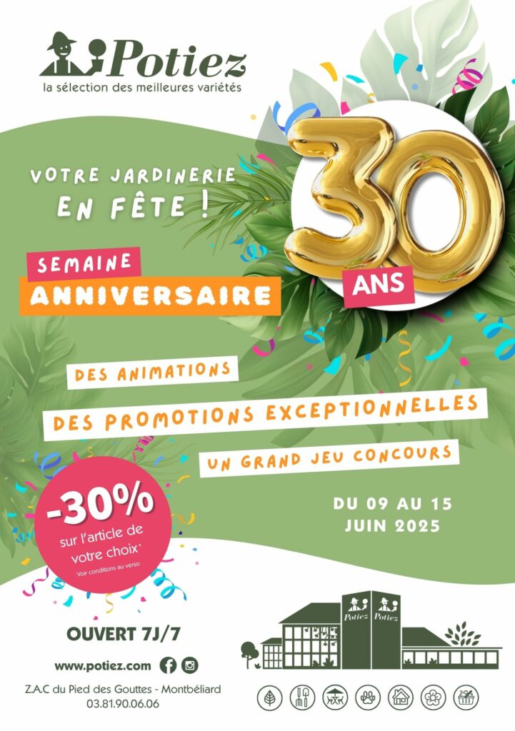 anniversaire 30 ans jardinerie potiez