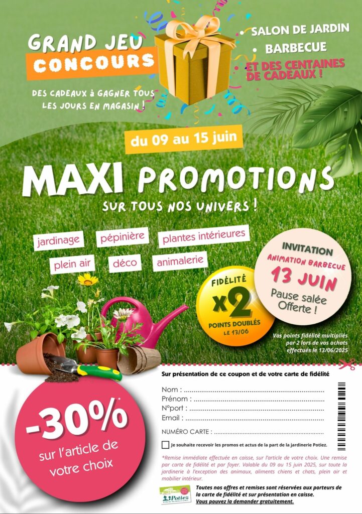 promotion jeu concours jardinerie potiez